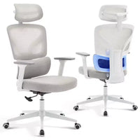 Chaise de bureau ergonomique à dossier haut, chaise de jeu en maille respirante avec support lombaire réglable et accoudoirs 3D