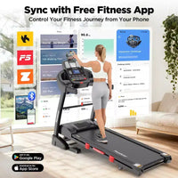 Tapis de course pliable 5.0 CV pour la maison avec 20 inclinaisons automatiques, application intelligente, 136 kg, haut-parleurs Bluetooth HiFi, 64 programmes, vitesse 19 km/h, tapis de course pliable