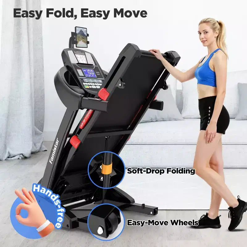 Tapis de course pliable 5.0 CV pour la maison avec 20 inclinaisons automatiques, application intelligente, 136 kg, haut-parleurs Bluetooth HiFi, 64 programmes, vitesse 19 km/h, tapis de course pliable