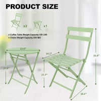 COZONY Ensemble bistro de terrasse pliant 3 pièces, table et chaises d'extérieur peu encombrantes avec cadre en métal robuste, mobilier résistant aux intempéries pour jardin et cour