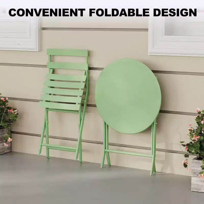 COZONY Ensemble bistro de terrasse pliant 3 pièces, table et chaises d'extérieur peu encombrantes avec cadre en métal robuste, mobilier résistant aux intempéries pour jardin et cour
