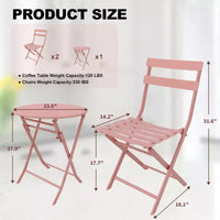 COZONY Ensemble bistro de terrasse pliant 3 pièces, table et chaises d'extérieur peu encombrantes avec cadre en métal robuste, mobilier résistant aux intempéries pour jardin et cour