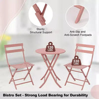 COZONY Ensemble bistro de terrasse pliant 3 pièces, table et chaises d'extérieur peu encombrantes avec cadre en métal robuste, mobilier résistant aux intempéries pour jardin et cour