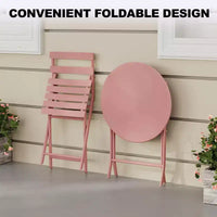 COZONY Ensemble bistro de terrasse pliant 3 pièces, table et chaises d'extérieur peu encombrantes avec cadre en métal robuste, mobilier résistant aux intempéries pour jardin et cour