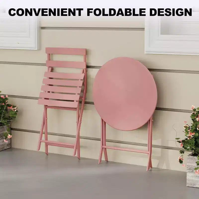 COZONY Ensemble bistro de terrasse pliant 3 pièces, table et chaises d'extérieur peu encombrantes avec cadre en métal robuste, mobilier résistant aux intempéries pour jardin et cour