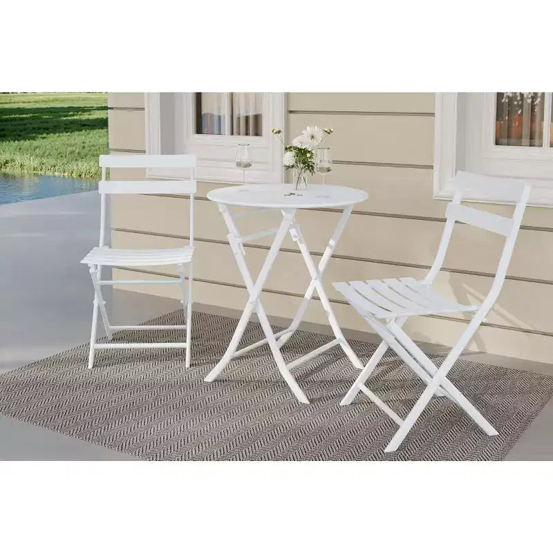 COZONY Ensemble bistro de terrasse pliant 3 pièces, table et chaises d'extérieur peu encombrantes avec cadre en métal robuste, mobilier résistant aux intempéries pour jardin et cour