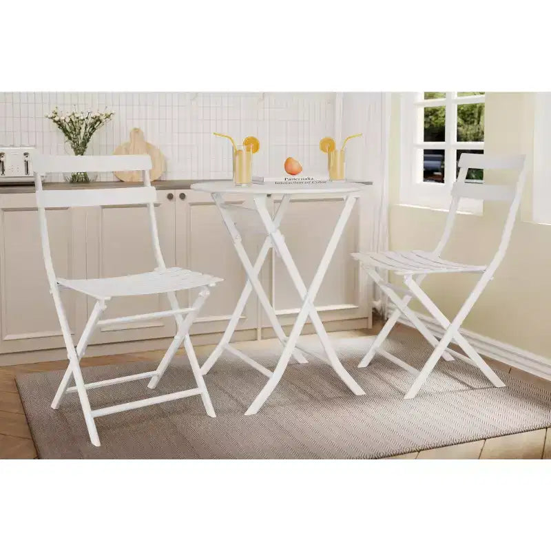 COZONY Ensemble bistro de terrasse pliant 3 pièces, table et chaises d'extérieur peu encombrantes avec cadre en métal robuste, mobilier résistant aux intempéries pour jardin et cour