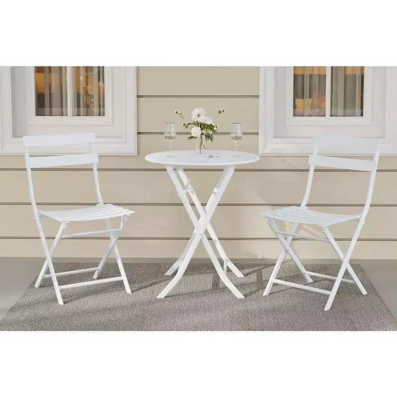 COZONY Ensemble bistro de terrasse pliant 3 pièces, table et chaises d'extérieur peu encombrantes avec cadre en métal robuste, mobilier résistant aux intempéries pour jardin et cour