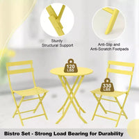 COZONY Ensemble bistro de terrasse pliant 3 pièces, table et chaises d'extérieur peu encombrantes avec cadre en métal robuste, mobilier résistant aux intempéries pour jardin et cour