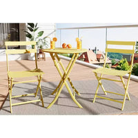 COZONY Ensemble bistro de terrasse pliant 3 pièces, table et chaises d'extérieur peu encombrantes avec cadre en métal robuste, mobilier résistant aux intempéries pour jardin et cour