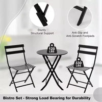 COZONY Ensemble bistro de terrasse pliant 3 pièces, table et chaises d'extérieur peu encombrantes avec cadre en métal robuste, mobilier résistant aux intempéries pour jardin et cour