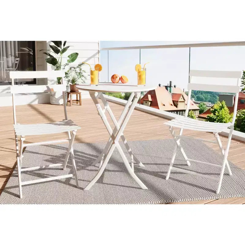 COZONY Ensemble bistro de terrasse pliant 3 pièces, table et chaises d'extérieur peu encombrantes avec cadre en métal robuste, mobilier résistant aux intempéries pour jardin et cour