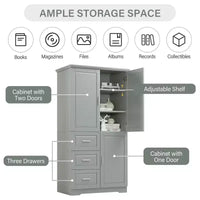 Meuble de rangement de salle de bain autoportant moderne GDFStudio Sienna en bois avec trois tiroirs et une étagère réglable