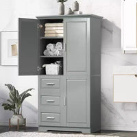 GDFStudio Sienna Modern Wood Freestanding Bathroom Storage Cabinet with Three Drawers and Adjustable Shelf