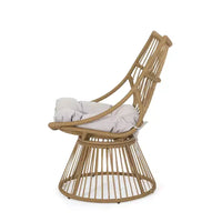 Ensemble de 2 pièces pour patio extérieur, table d'appoint et fauteuil club rembourré, salon de conversation en rotin étanche, ensemble de bistro extérieur
