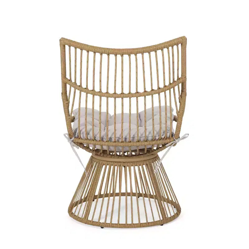 Ensemble de 2 pièces pour patio extérieur, table d'appoint et fauteuil club rembourré, salon de conversation en rotin étanche, ensemble de bistro extérieur