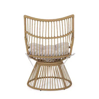 Ensemble de 2 pièces pour patio extérieur, table d'appoint et fauteuil club rembourré, salon de conversation en rotin étanche, ensemble de bistro extérieur