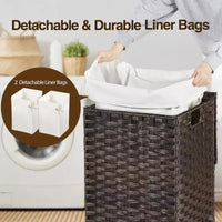 Panier à linge Greenstell avec couvercle, deux sacs intérieurs amovibles, panier de rangement à deux compartiments