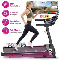 Tapis de course 3CV pour la maison avec inclinaison de 9% - Vitesse max. 12 km/h, capacité de 136 kg, haut-parleur Bluetooth, tapis de course pour la maison et le bureau pour la course, le jogging et la marche