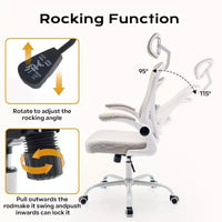Chaise de bureau ergonomique, chaise de bureau d'ordinateur confortable avec accoudoirs relevables, soutien lombaire confortable, chaises gaming pour chambre, étude, étudiant, large assise