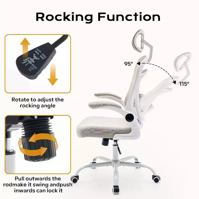 Chaise de bureau ergonomique, chaise de bureau d'ordinateur confortable avec accoudoirs relevables, soutien lombaire confortable, chaises gaming pour chambre, étude, étudiant, large assise