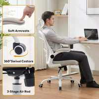 Chaise de bureau ergonomique, chaise de bureau d'ordinateur confortable avec accoudoirs relevables, soutien lombaire confortable, chaises gaming pour chambre, étude, étudiant, large assise