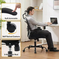 Chaise de bureau ergonomique, chaise de bureau d'ordinateur confortable avec accoudoirs relevables, soutien lombaire confortable, chaises gaming pour chambre, étude, étudiant, large assise