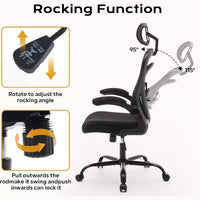 Chaise de bureau ergonomique, chaise de bureau d'ordinateur confortable avec accoudoirs relevables, soutien lombaire confortable, chaises gaming pour chambre, étude, étudiant, large assise