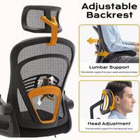 Chaise de bureau ergonomique, chaise de bureau d'ordinateur confortable avec accoudoirs relevables, soutien lombaire confortable, chaises gaming pour chambre, étude, étudiant, large assise