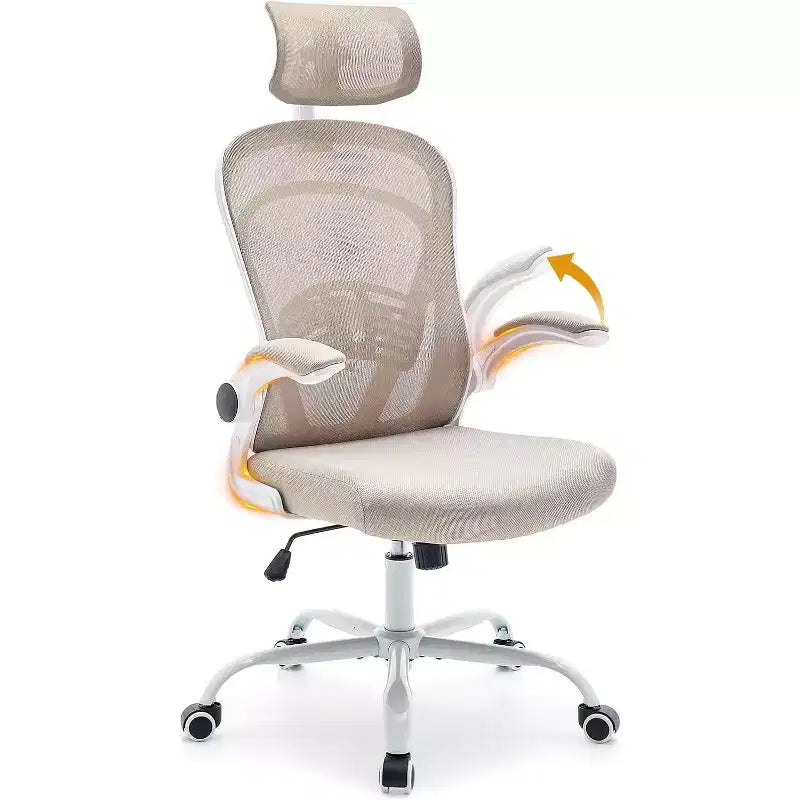 Ergonomic Office Chair, Computer Desk Chair Comfy with Flip-Up Armrests,Comfortable Lumbar Support Gaming Chairs for Bedroom,Study,Student,Wide Seat