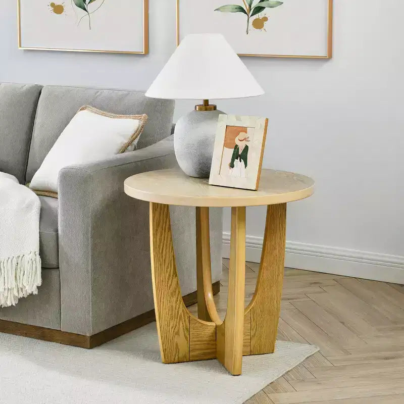GDFStudio Bartlett Table d'appoint ronde en bois de 25 po