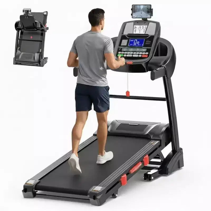 Tapis de course pliable pour usage domestique avec moteur de 4,75 CV, capacité de 136 kg, inclinaison sur 20 niveaux, 71 programmes d'entraînement, Bluetooth et prise en charge d'applications