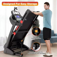 Tapis roulant pliable Famistar 4.5HP en promotion pour la maison avec inclinaison automatique à 20 niveaux, capacité de 136 kg, commandes de vitesse 19 km/h, contrôle via application, nouvelle version, noir