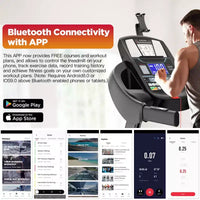 Tapis de course avec inclinaison automatique de 20 % pour la maison, capacité de 136-181 kg, tapis de course pliable pour la marche et la course, vitesse maximale de 19 km/h, 71 programmes, Bluetooth