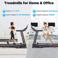 Tapis roulant pliable Moteur silencieux 2,75 CV Capacité 136 kg 64 programmes prédéfinis Inclinaison manuelle à 3 niveaux pour salle de sport à domicile