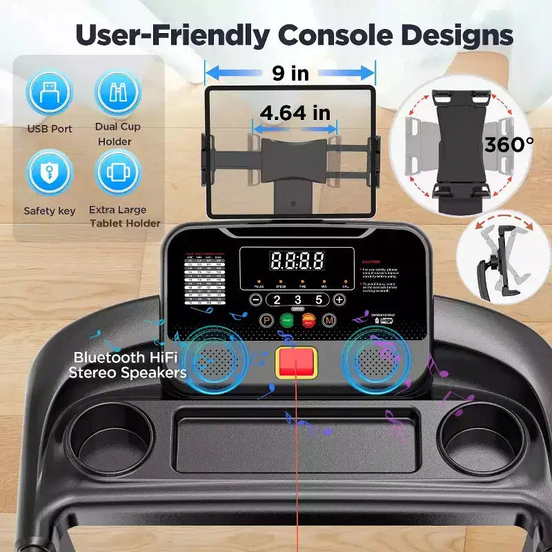 Tapis de course en solde, Tapis de course portable avec contrôle par application, écran LED et 64 programmes prédéfinis, Appareil de fitness pour la maison, Max 136 kg