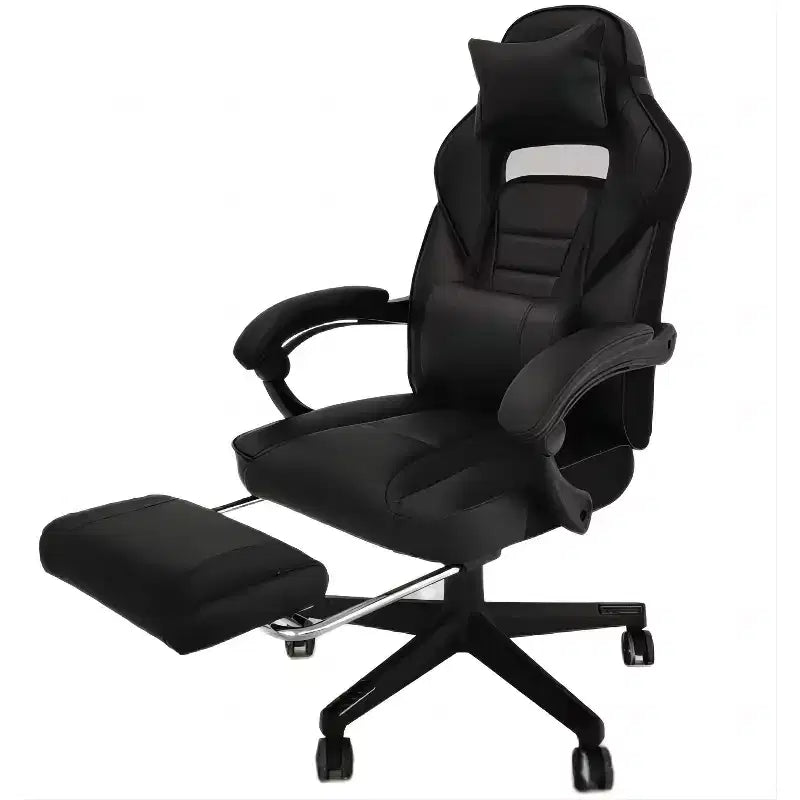 Chaise de jeu Grande Taille avec Repose-pieds, Fauteuil de Bureau Ergonomique Inclinable à Dossier Haut pour Adultes 56P x 68,5L x 127H cm