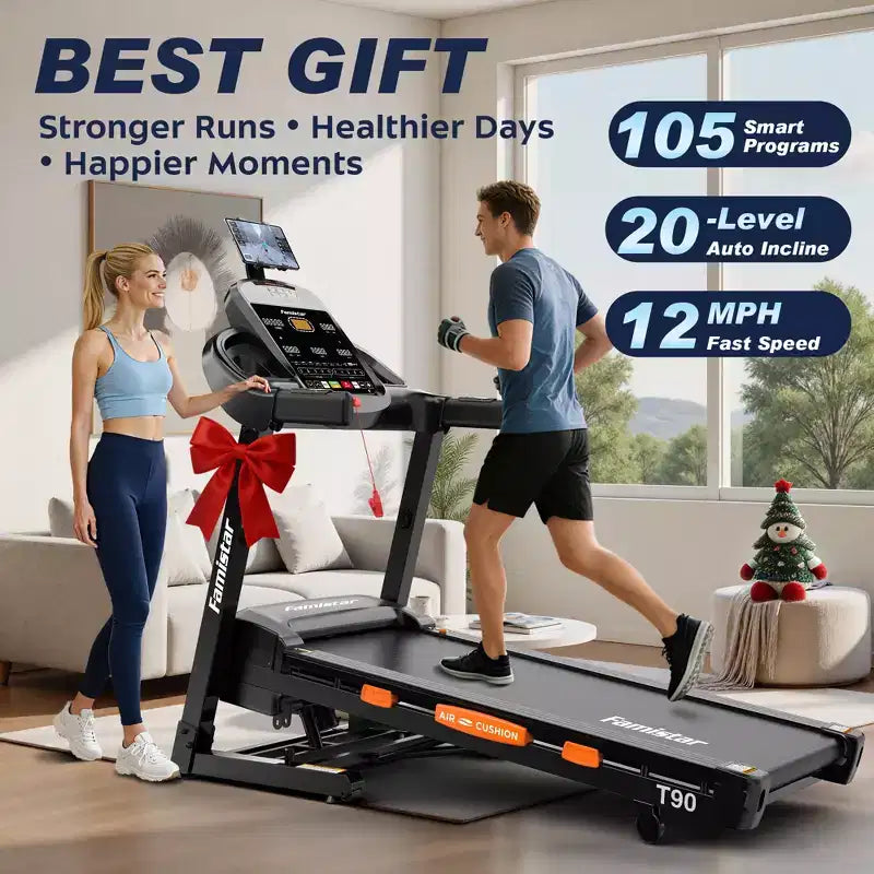 Tapis de course pliable intelligent avec suivi des pas, inclinaison automatique à 20 niveaux, 0,6 à 12 mph, double moteur silencieux, écran LED pour usage domestique