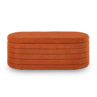 Banc ottoman de rangement ovale moderne Okak avec charnière de sécurité, banc rembourré pour entrée, banc de bout de lit pour salon, entrée