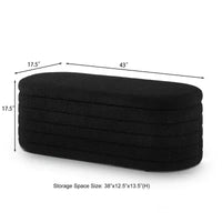 Banc ottoman de rangement ovale moderne Okak avec charnière de sécurité, banc rembourré pour entrée, banc de bout de lit pour salon, entrée