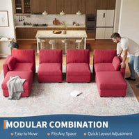 Canapé modulable surdimensionné, canapé d'angle 4/6 places, canapé en forme de U de 264 cm (104 po) / 345 cm (136 po) avec pouf mobile, canapé modulable convertible pour salon