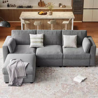 Canapé modulable surdimensionné, canapé d'angle 4/6 places, canapé en forme de U de 264 cm (104 po) / 345 cm (136 po) avec pouf mobile, canapé modulable convertible pour salon