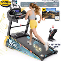 Tapis roulant pour la maison, inclinaison automatique de 20 %, vitesse de 19 km/h, LED, capacité de 136 kg, haut-parleur Bluetooth, tapis de course de 4,75 CV pour la course, le jogging et la marche à domicile et au bureau