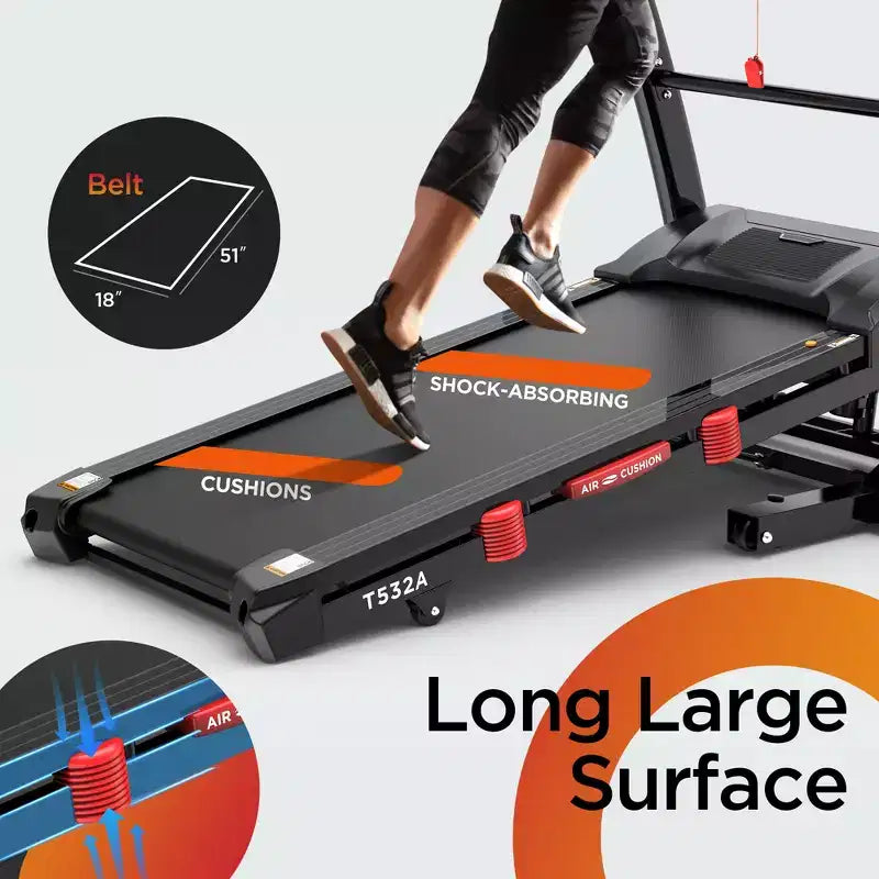 Tapis roulant pour la maison, inclinaison automatique de 20 %, vitesse de 19 km/h, LED, capacité de 136 kg, haut-parleur Bluetooth, tapis de course de 4,75 CV pour la course, le jogging et la marche à domicile et au bureau