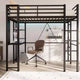 Celebalcony Loft Bed with Desk and Storage Shelves, Frame with 2 Side Ladders for Kids, Teens Adults,Space-Saving and Anti-tilt Design,Black