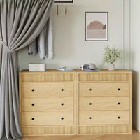 COZONY Commode 3/5 tiroirs, meuble de rangement large cannelé en bois avec tiroirs à glissement fluide, table de nuit moderne en bois