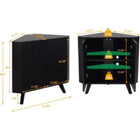 Meuble de rangement d'angle avec étagère réglable, table d'angle industrielle en bois à 3 niveaux avec portes, table d'appoint triangulaire pour salon, cuisine