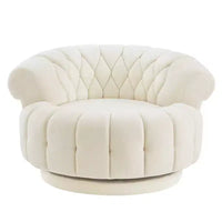 Fauteuil d'appoint pivotant moderne avec coussin épais, fauteuil club rond en chenille, fauteuil pivotant à 360° pour salon ou appartement - Panipeachy
