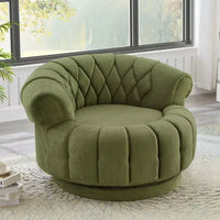 Fauteuil d'appoint pivotant moderne avec coussin épais, fauteuil club rond en chenille, fauteuil pivotant à 360° pour salon ou appartement - Panipeachy