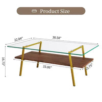 Table basse rectangulaireTable basse en verre avec plateau en verre trempé, pieds en métal, table transparente moderne pour salon, appartement ou maison